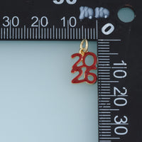 18K Gold Filled 2026 Number Charm, Enamel Year Pendant for Bracelet Necklace DIY Graduation Jewelry Making Supply