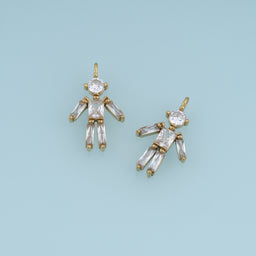Crystal Robot Pendant,14K Gold Cute Rhinestone Robot Charm DIY Charm for Necklace Bracelet Making