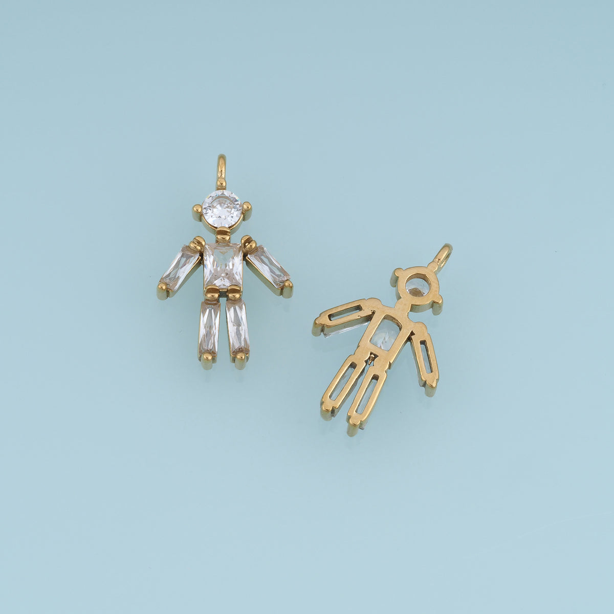 Crystal Robot Pendant,14K Gold Cute Rhinestone Robot Charm DIY Charm for Necklace Bracelet Making