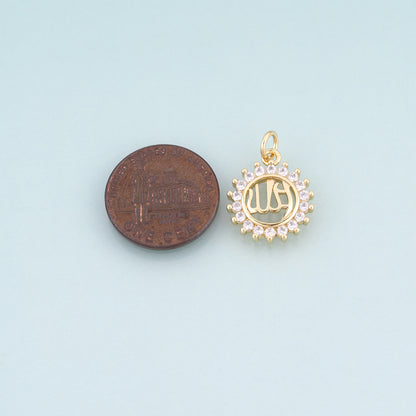 18K Gold Filled CZ Sun Pendant,Sun Totem Pendant Bracelet Necklace for DIY Jewelry Making Supply