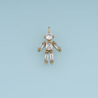 Crystal Robot Pendant,14K Gold Cute Rhinestone Robot Charm DIY Charm for Necklace Bracelet Making