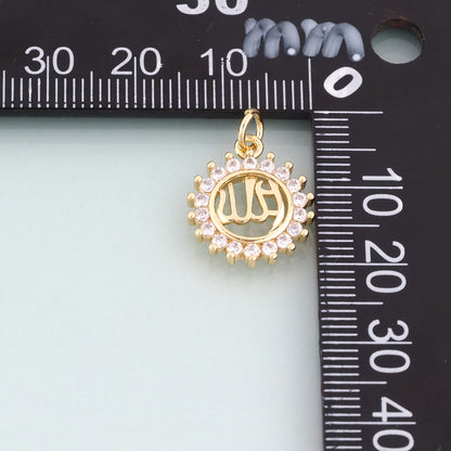 18K Gold Filled CZ Sun Pendant,Sun Totem Pendant Bracelet Necklace for DIY Jewelry Making Supply