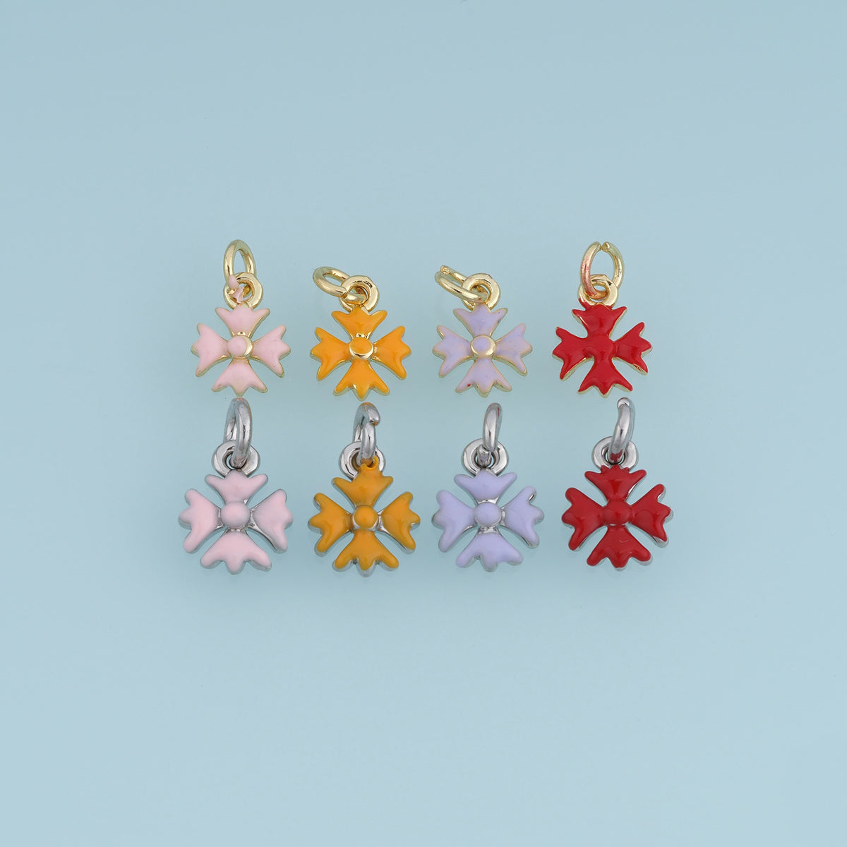 18K Gold & Silver Filled Maltese Cross Charm, Color Enamel Cross Pendant for Bracelet Necklace DIY Jewelry Making Supply