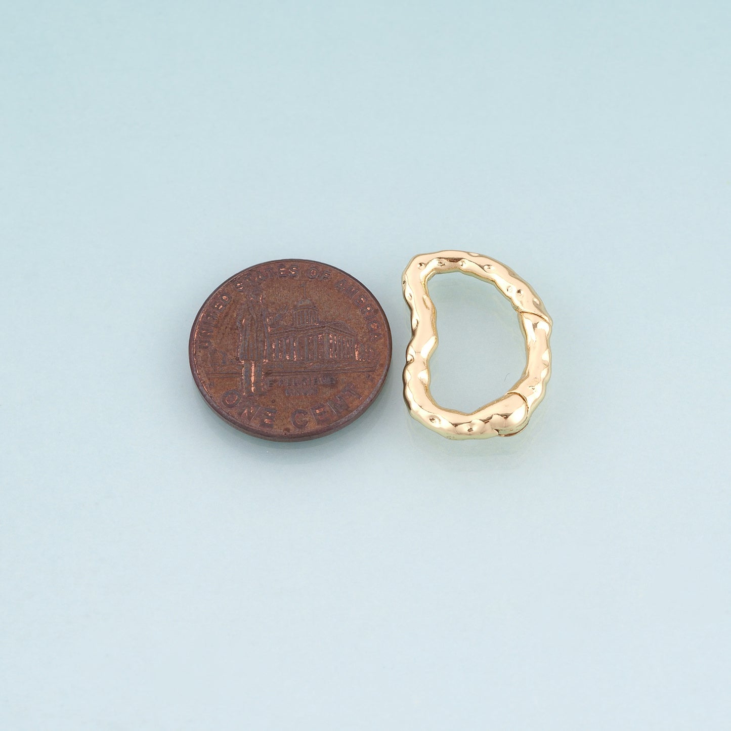 18K Gold Filled Geometric Spring Buckle Pendant,Minimalist Commuter Style Charm Bracelet Necklace for DIY Jewelry Making Supply