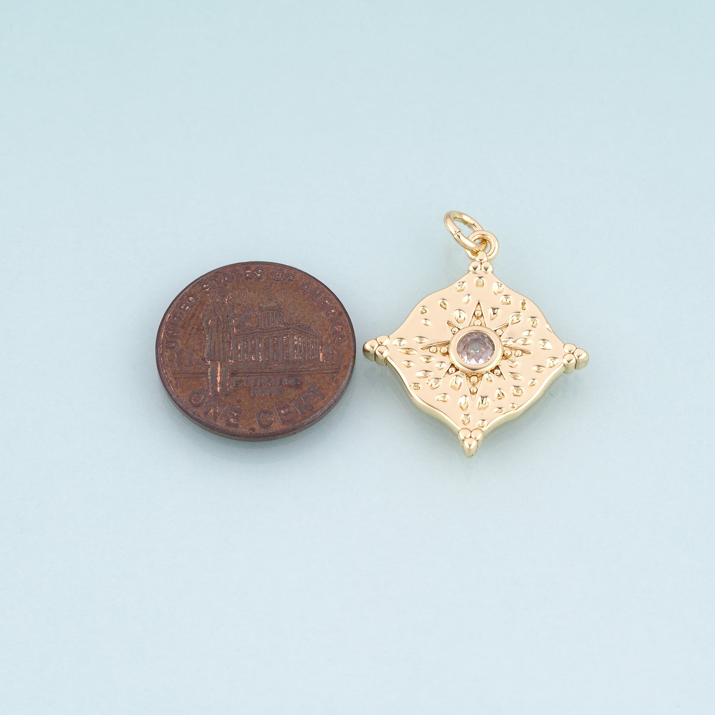 18K Gold Filled CZ North Star Astrolabe Pendant,Light Luxury Charm Bracelet Necklace for DIY Jewelry Making Supply