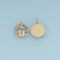 18K Gold Filled Bee Coin Charm, Enamel Round Bee Medallion Pendant for Bracelet Necklace DIY Jewelry Making Supply