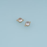 Round Crystal Connector,14K Gold Clear Faceted Stone Charm DIY Charm for Necklace Bracelet Making