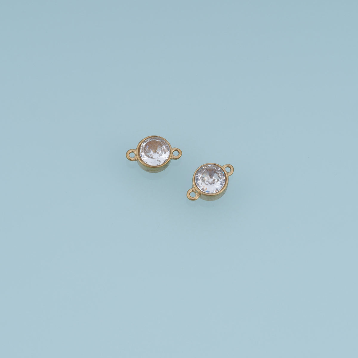 Round Crystal Connector,14K Gold Clear Faceted Stone Charm DIY Charm for Necklace Bracelet Making