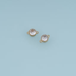 Round Crystal Connector,14K Gold Clear Faceted Stone Charm DIY Charm for Necklace Bracelet Making