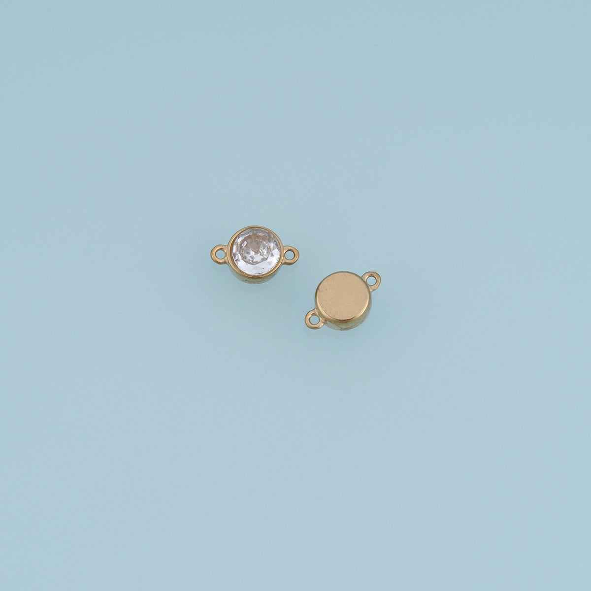 Round Crystal Connector,14K Gold Clear Faceted Stone Charm DIY Charm for Necklace Bracelet Making