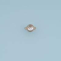 Round Crystal Connector,14K Gold Clear Faceted Stone Charm DIY Charm for Necklace Bracelet Making