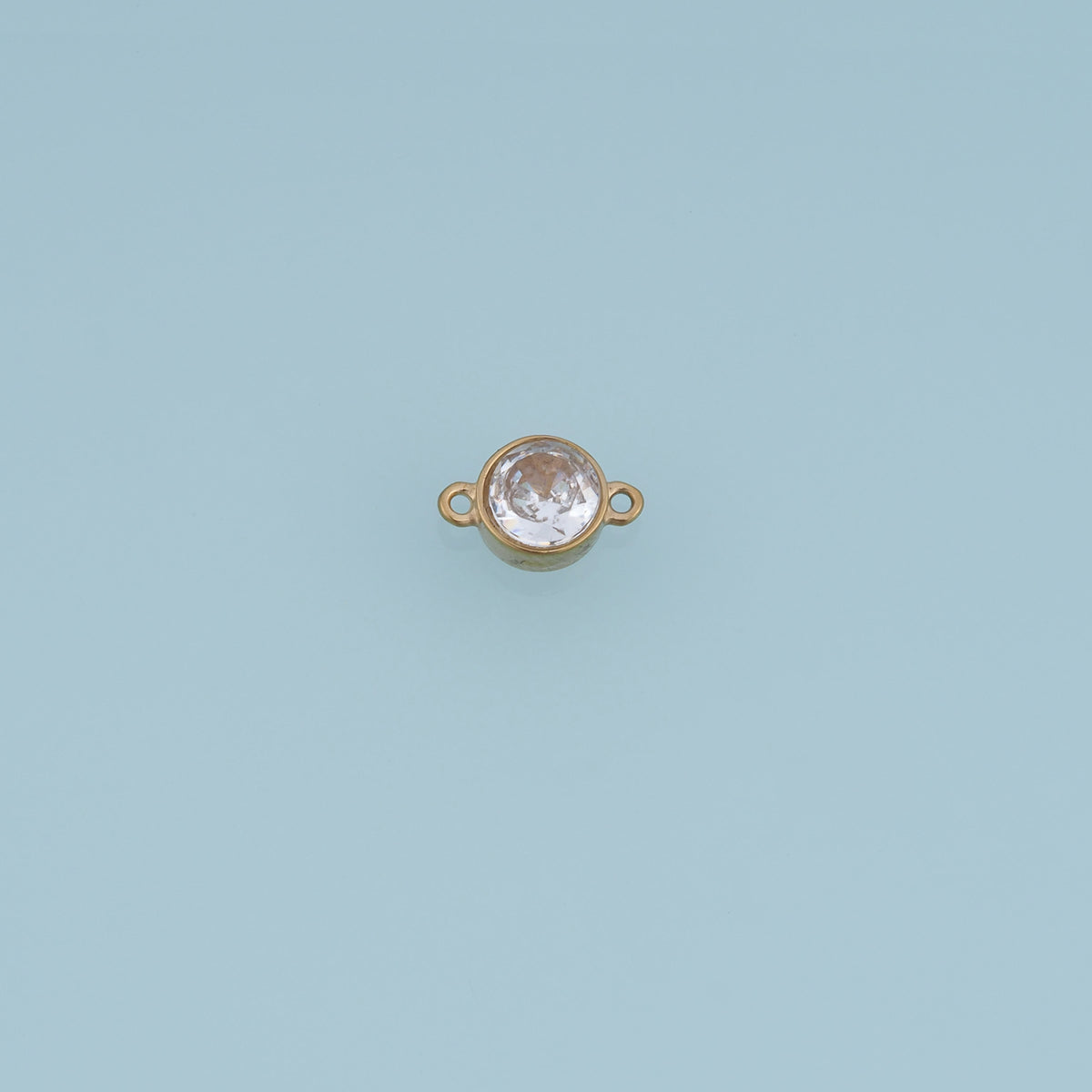 Round Crystal Connector,14K Gold Clear Faceted Stone Charm DIY Charm for Necklace Bracelet Making