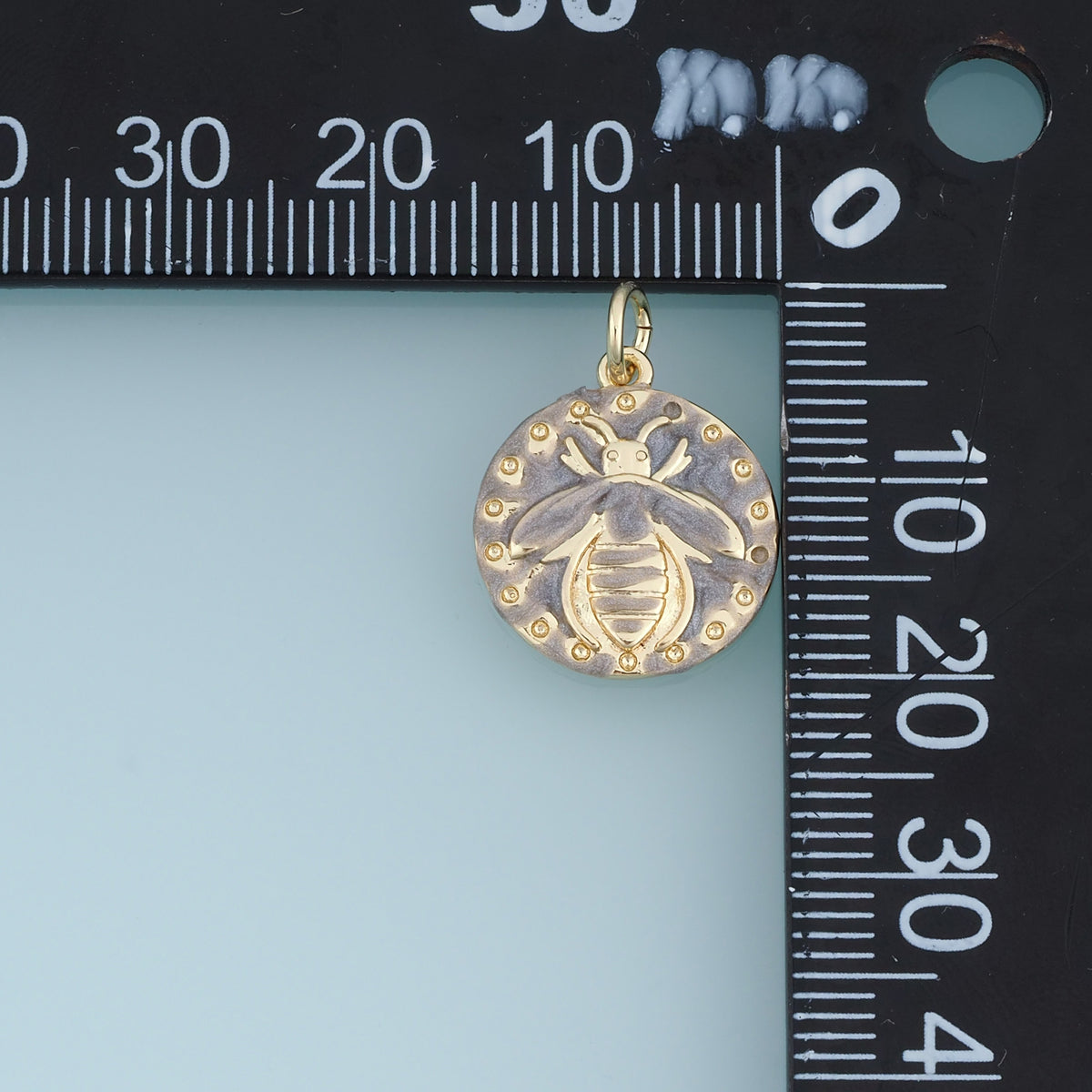 18K Gold Filled Bee Coin Charm, Enamel Round Bee Medallion Pendant for Bracelet Necklace DIY Jewelry Making Supply
