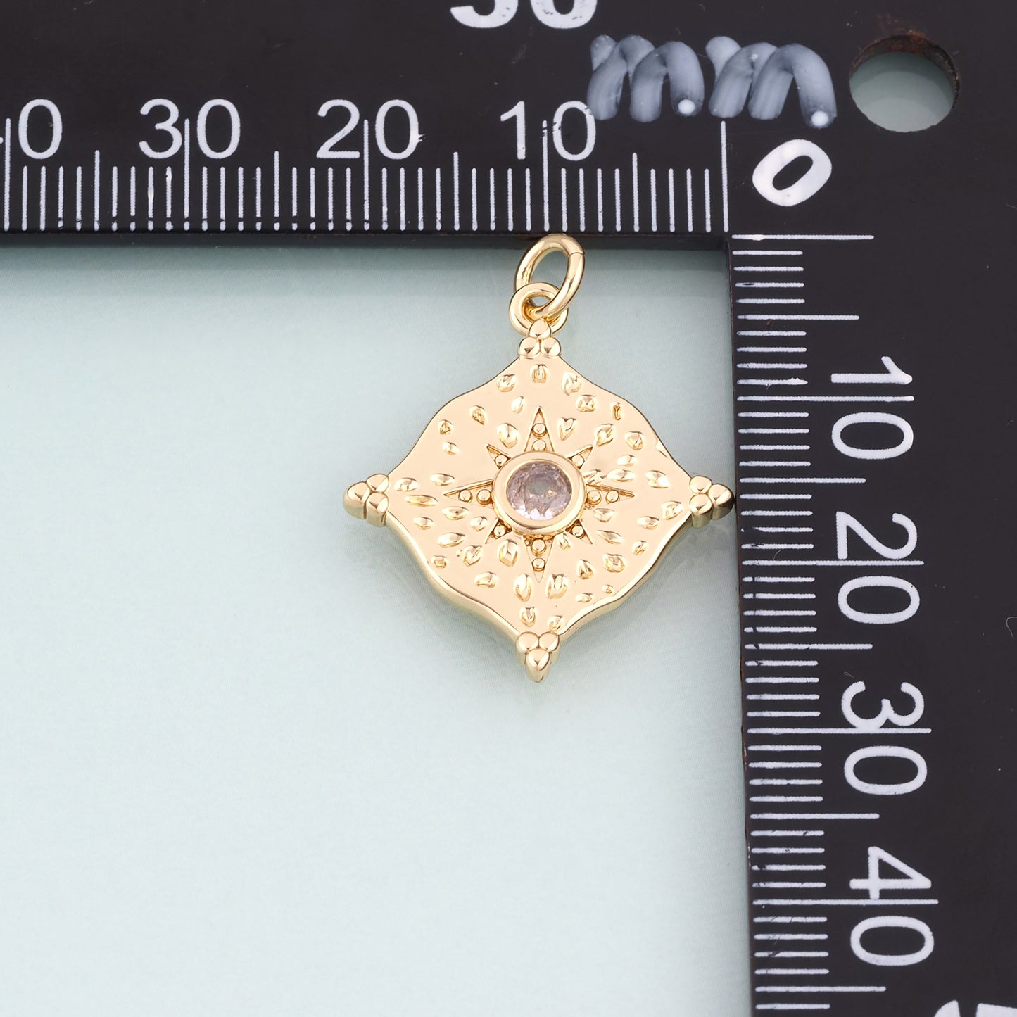18K Gold Filled CZ North Star Astrolabe Pendant,Light Luxury Charm Bracelet Necklace for DIY Jewelry Making Supply