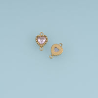 Heart Crystal Connector,14K Gold Pink Green Beaded Charm DIY Charm for Necklace Bracelet Making