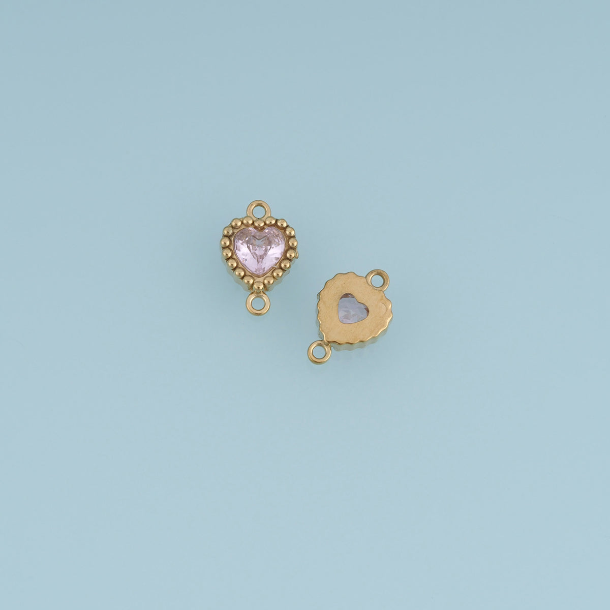 Heart Crystal Connector,14K Gold Pink Green Beaded Charm DIY Charm for Necklace Bracelet Making