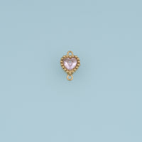 Heart Crystal Connector,14K Gold Pink Green Beaded Charm DIY Charm for Necklace Bracelet Making