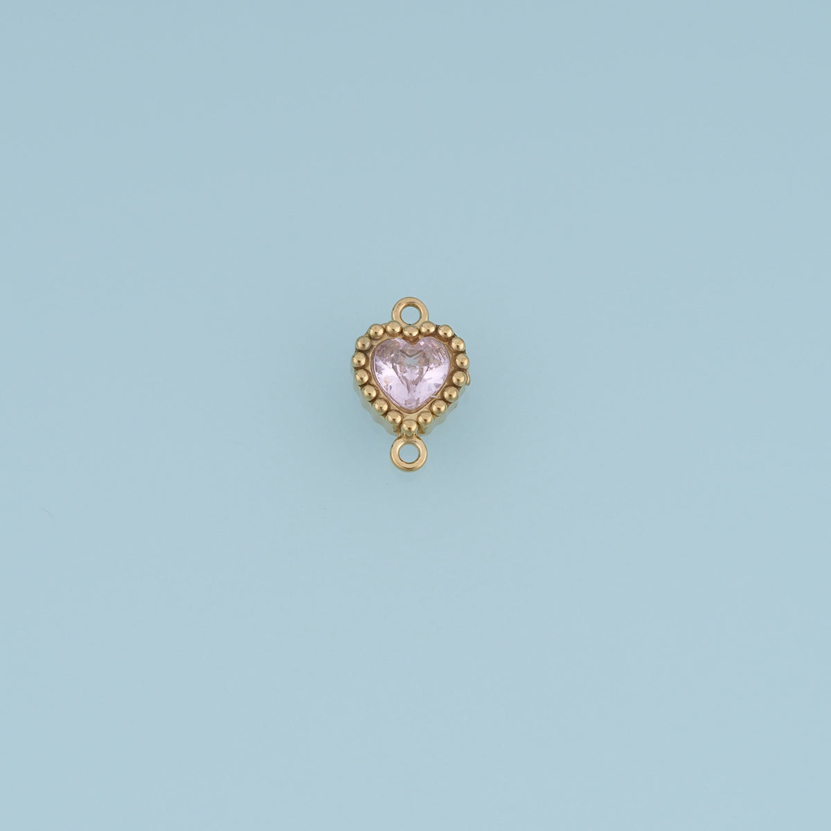 Heart Crystal Connector,14K Gold Pink Green Beaded Charm DIY Charm for Necklace Bracelet Making