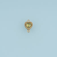 Heart Crystal Connector,14K Gold Pink Green Beaded Charm DIY Charm for Necklace Bracelet Making