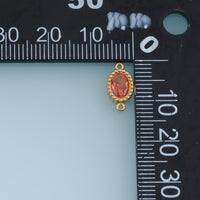 Oval Crystal Connector,14K Gold Orange Green Beaded Gemstone Charm DIY Charm for Necklace Bracelet Making