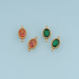 Oval Crystal Connector,14K Gold Orange Green Beaded Gemstone Charm DIY Charm for Necklace Bracelet Making