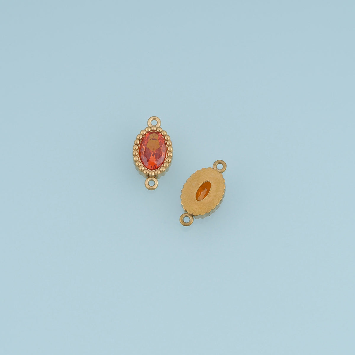 Oval Crystal Connector,14K Gold Orange Green Beaded Gemstone Charm DIY Charm for Necklace Bracelet Making