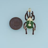 18K Gold Filled Stag Beetle Charm, Enamel Beetle Pendant with Pink Heart Detail for Bracelet Necklace DIY Jewelry Making Supply