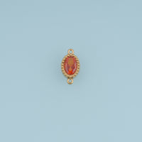 Oval Crystal Connector,14K Gold Orange Green Beaded Gemstone Charm DIY Charm for Necklace Bracelet Making