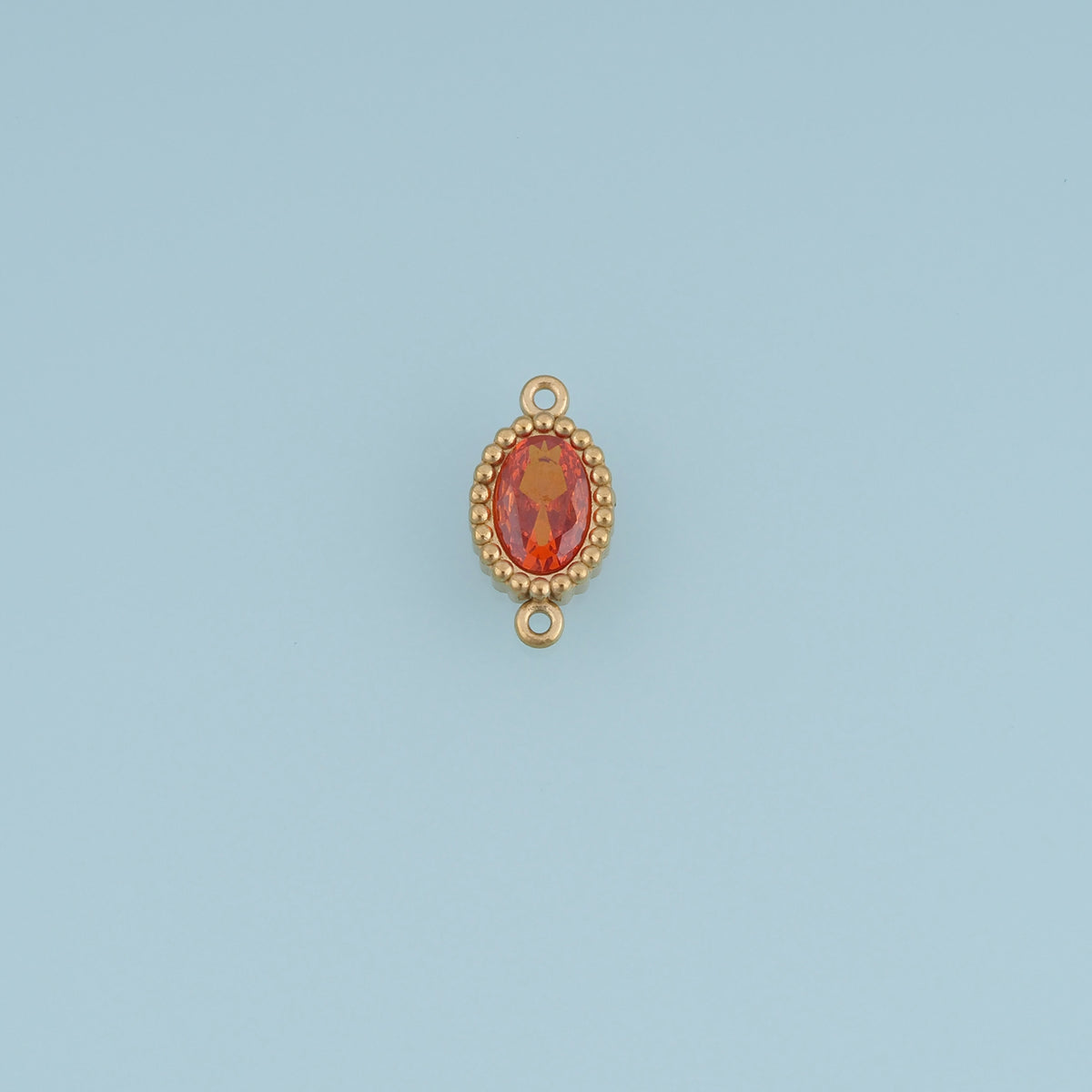 Oval Crystal Connector,14K Gold Orange Green Beaded Gemstone Charm DIY Charm for Necklace Bracelet Making