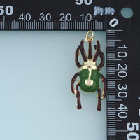 18K Gold Filled Stag Beetle Charm, Enamel Beetle Pendant with Pink Heart Detail for Bracelet Necklace DIY Jewelry Making Supply