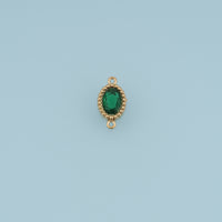 Oval Crystal Connector,14K Gold Orange Green Beaded Gemstone Charm DIY Charm for Necklace Bracelet Making