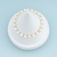 18K Gold Filled Freshwater Pearl Adjustable Bracelet,Gold Bead Pearl Bracelet Minimalist Beaded Bracelet Everyday Jewelry
