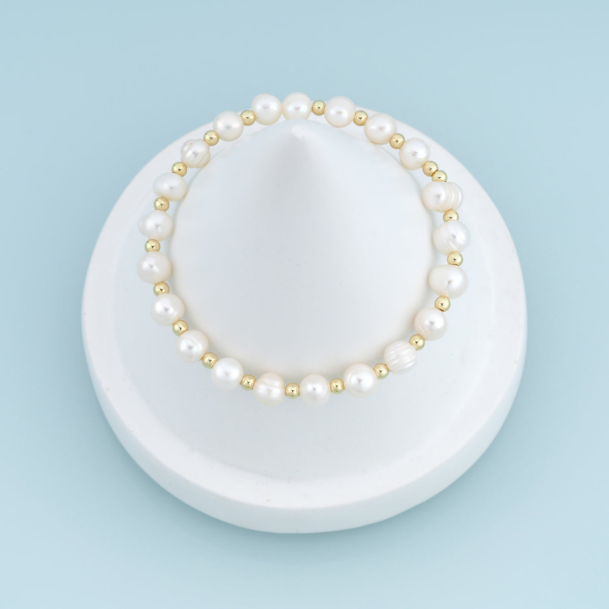 18K Gold Filled Freshwater Pearl Adjustable Bracelet,Gold Bead Pearl Bracelet Minimalist Beaded Bracelet Everyday Jewelry