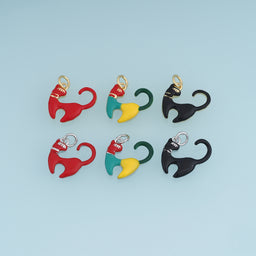 18K Gold & Silver Filled Abstract Cat Charm, Color Enamel Cat Pendant for Bracelet Necklace DIY Jewelry Making Supply