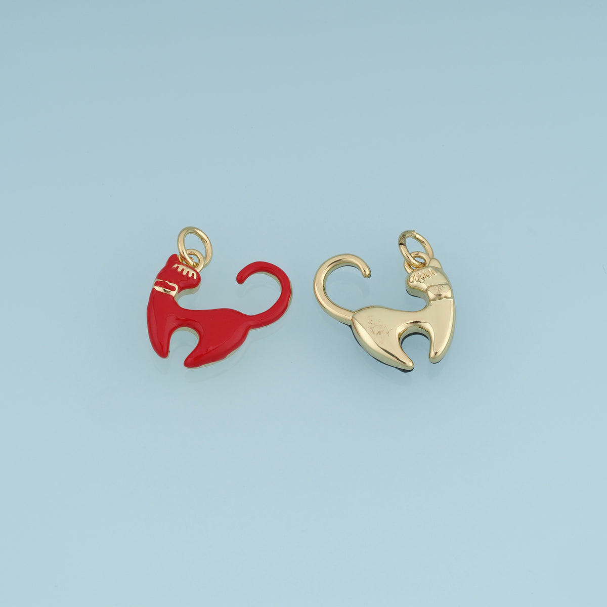 18K Gold & Silver Filled Abstract Cat Charm, Color Enamel Cat Pendant for Bracelet Necklace DIY Jewelry Making Supply