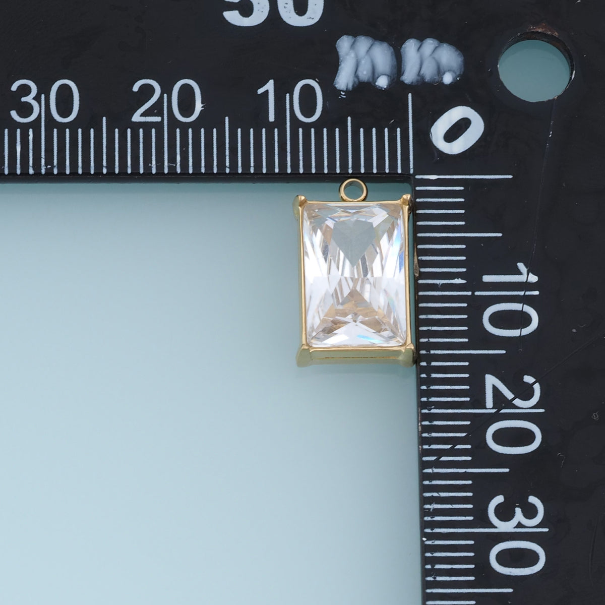 Rectangular Crystal Pendant,14K Gold Silver Clear Faceted Stone Charm DIY Charm for Necklace Bracelet Making