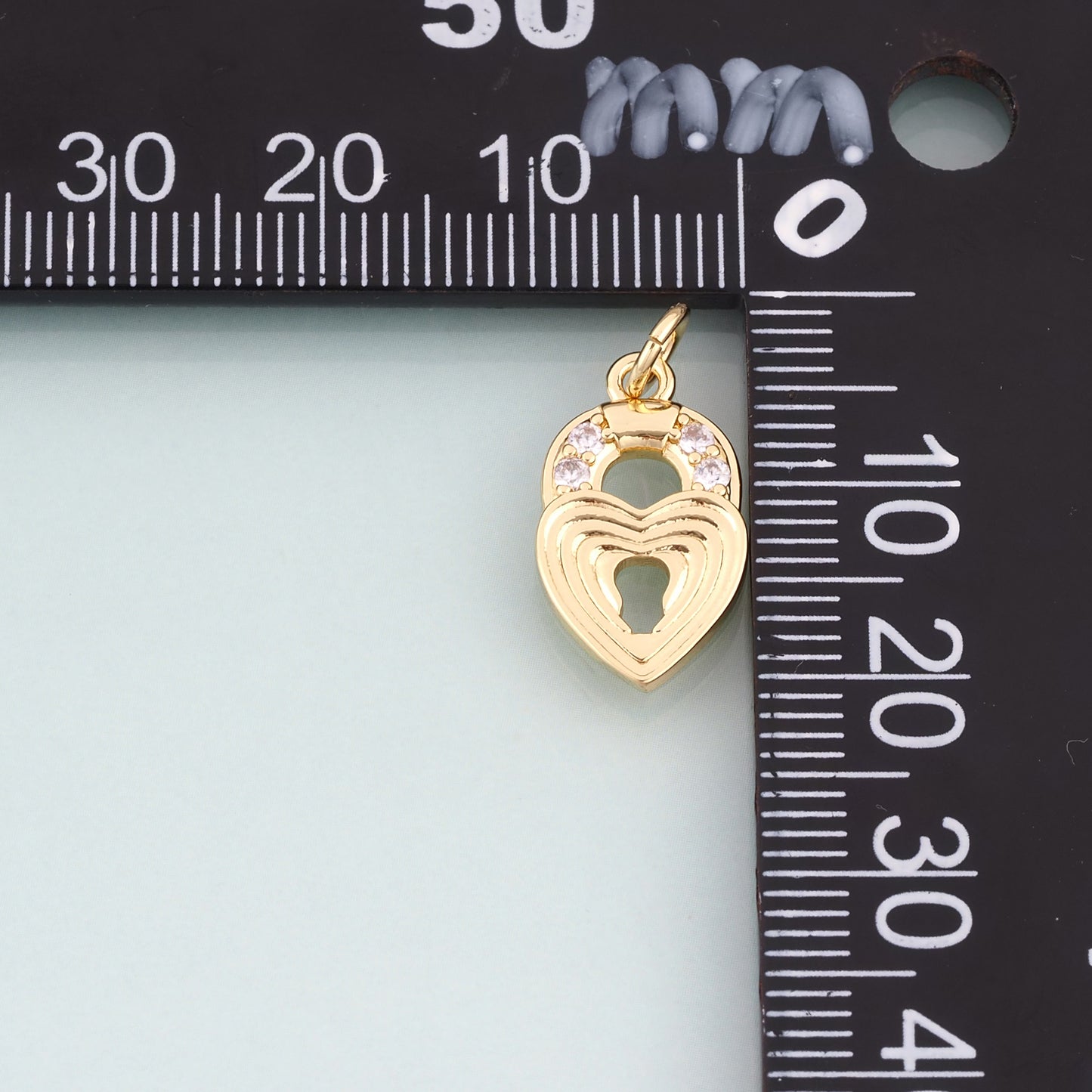 18K Gold Filled CZ Heart Lock Pendant,Loyal Love Pendant Bracelet Necklace for DIY Jewelry Making Supply