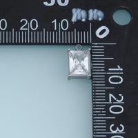 Rectangular Crystal Pendant,14K Gold Silver Clear Faceted Stone Charm DIY Charm for Necklace Bracelet Making