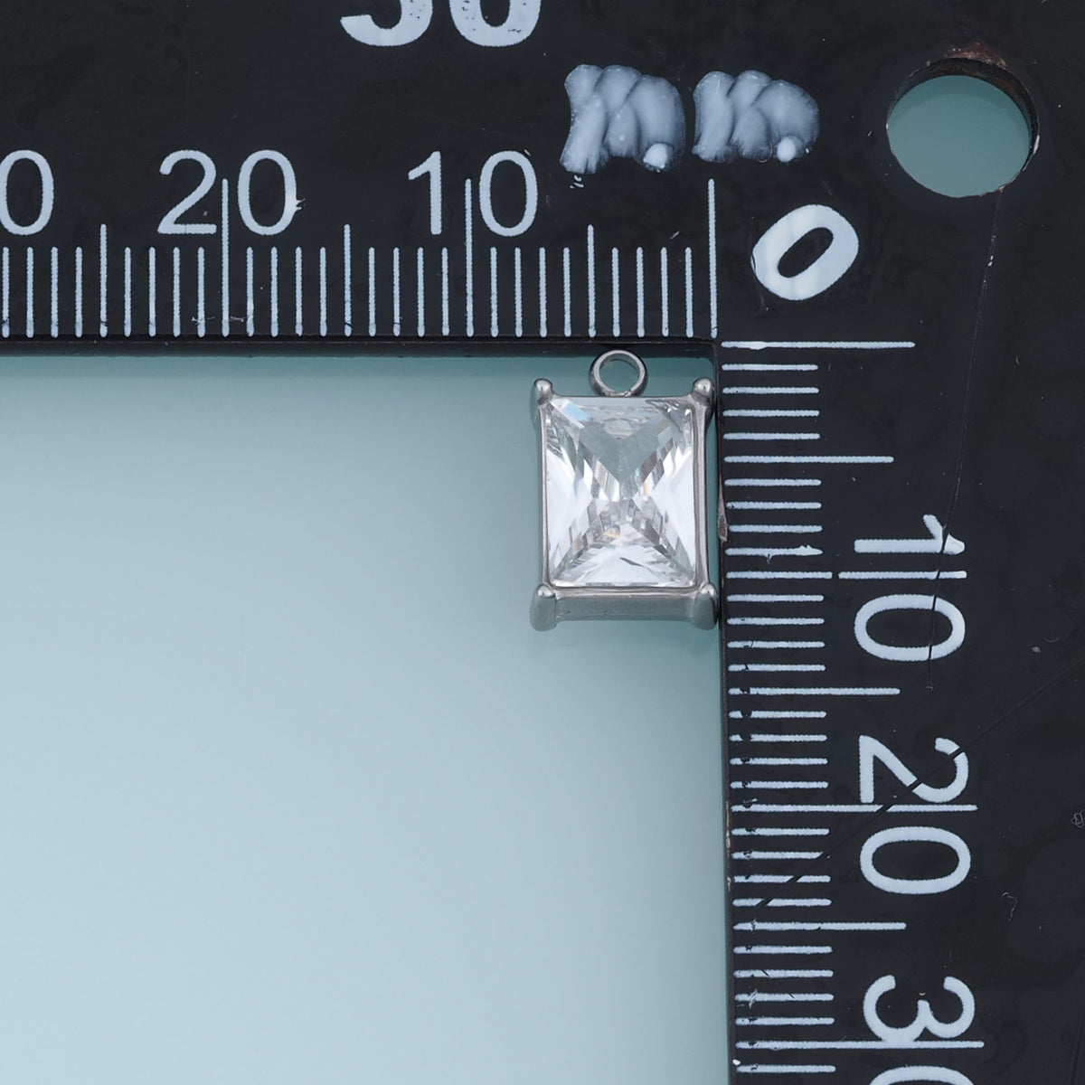 Rectangular Crystal Pendant,14K Gold Silver Clear Faceted Stone Charm DIY Charm for Necklace Bracelet Making