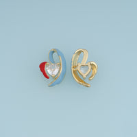 18K Gold Filled Winged Heart Charm, Enamel Angel Wing Pendant with Heart CZ Stone for Bracelet Necklace DIY Jewelry Making Supply