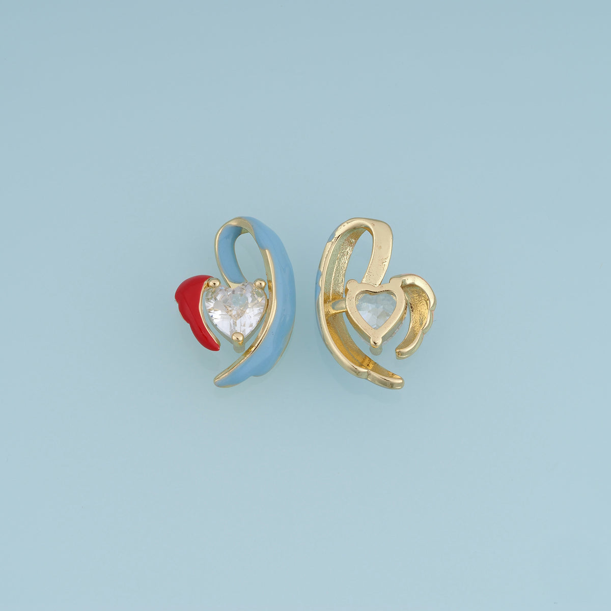 18K Gold Filled Winged Heart Charm, Enamel Angel Wing Pendant with Heart CZ Stone for Bracelet Necklace DIY Jewelry Making Supply