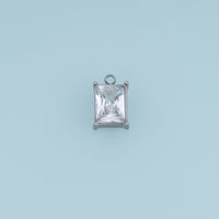 Rectangular Crystal Pendant,14K Gold Silver Clear Faceted Stone Charm DIY Charm for Necklace Bracelet Making