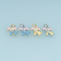 18K Gold & Silver Filled Enamel Puppy Charm, Cute Dog Pendant with CZ Stone for Bracelet Necklace DIY Jewelry Making Supply