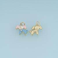 18K Gold & Silver Filled Enamel Puppy Charm, Cute Dog Pendant with CZ Stone for Bracelet Necklace DIY Jewelry Making Supply