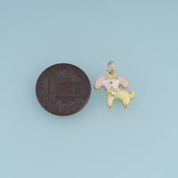18K Gold & Silver Filled Enamel Puppy Charm, Cute Dog Pendant with CZ Stone for Bracelet Necklace DIY Jewelry Making Supply