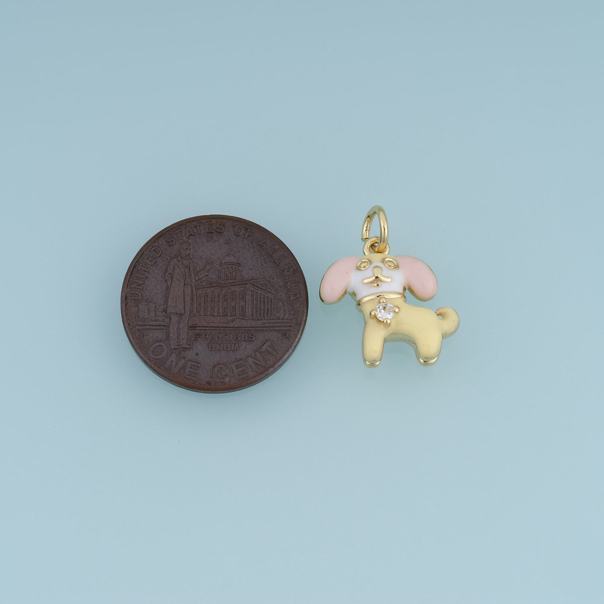 18K Gold & Silver Filled Enamel Puppy Charm, Cute Dog Pendant with CZ Stone for Bracelet Necklace DIY Jewelry Making Supply