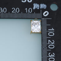 Rectangular Crystal Pendant,14K Gold Clear Faceted Gemstone Charm DIY Charm for Necklace Bracelet Making