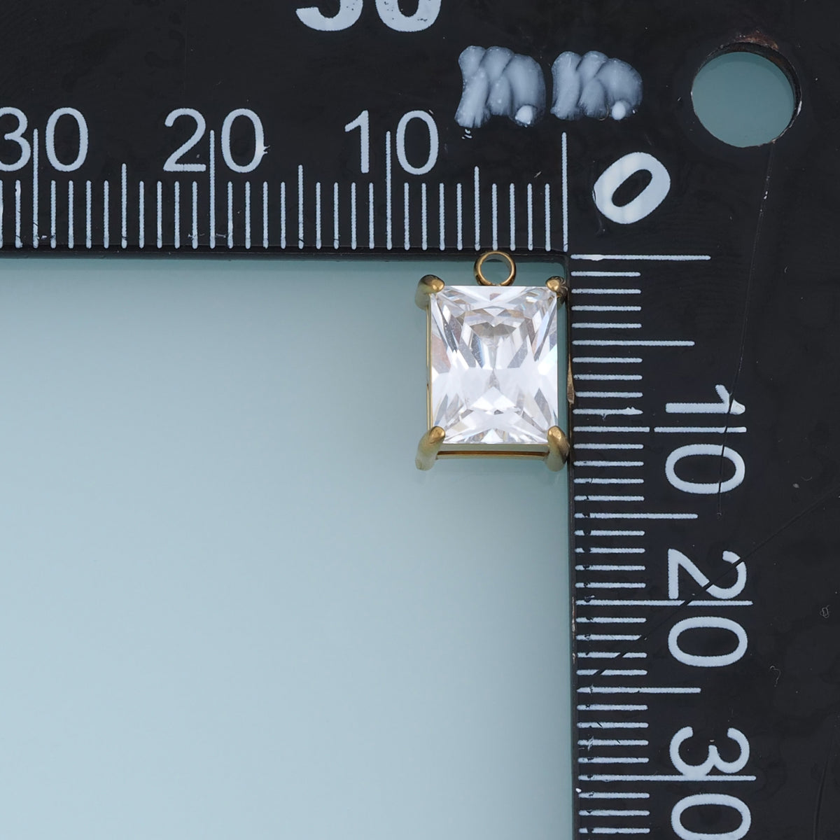 Rectangular Crystal Pendant,14K Gold Clear Faceted Gemstone Charm DIY Charm for Necklace Bracelet Making