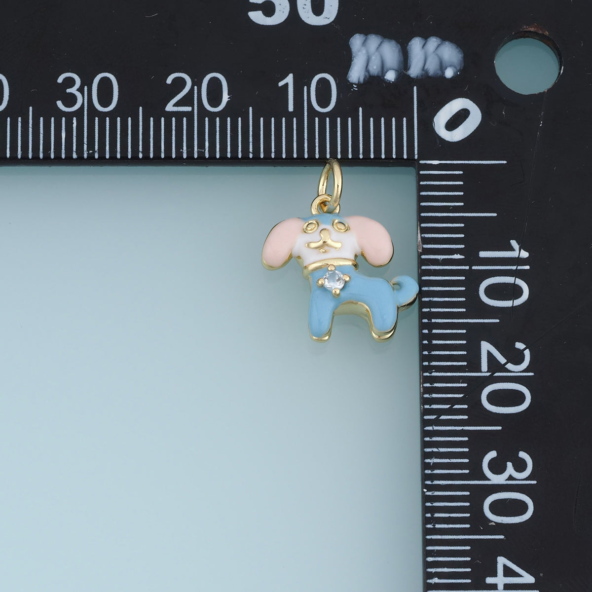 18K Gold & Silver Filled Enamel Puppy Charm, Cute Dog Pendant with CZ Stone for Bracelet Necklace DIY Jewelry Making Supply