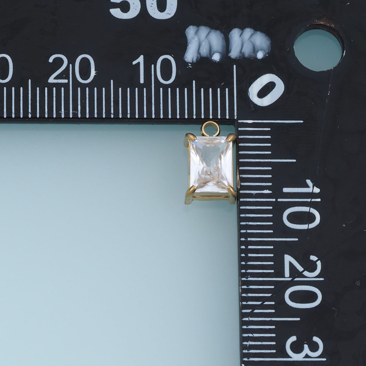 Rectangular Crystal Pendant,14K Gold Clear Faceted Gemstone Charm DIY Charm for Necklace Bracelet Making